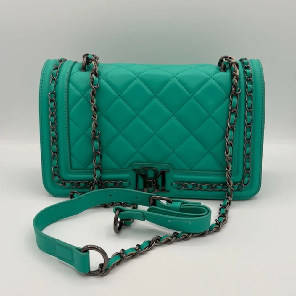 Badgley Mischka Mint Quilted Cross Body Purse With Chain  NWT